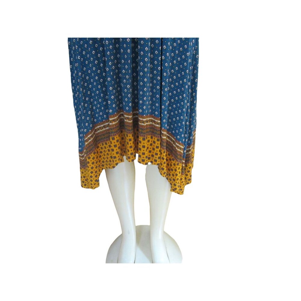 Maeve Anthropologie Blue Multi Colored Midi Rayon Blend Dress in Size M - Picture 3 of 6